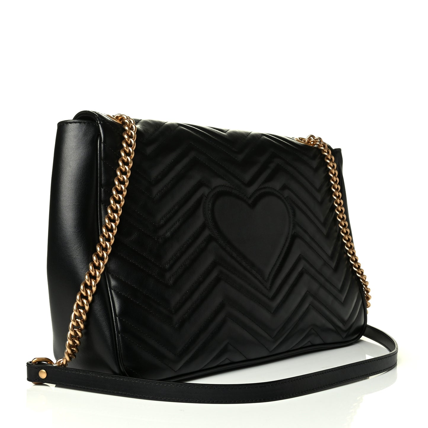 Calfskin Matelasse Large GG Marmont Shoulder Bag Black
