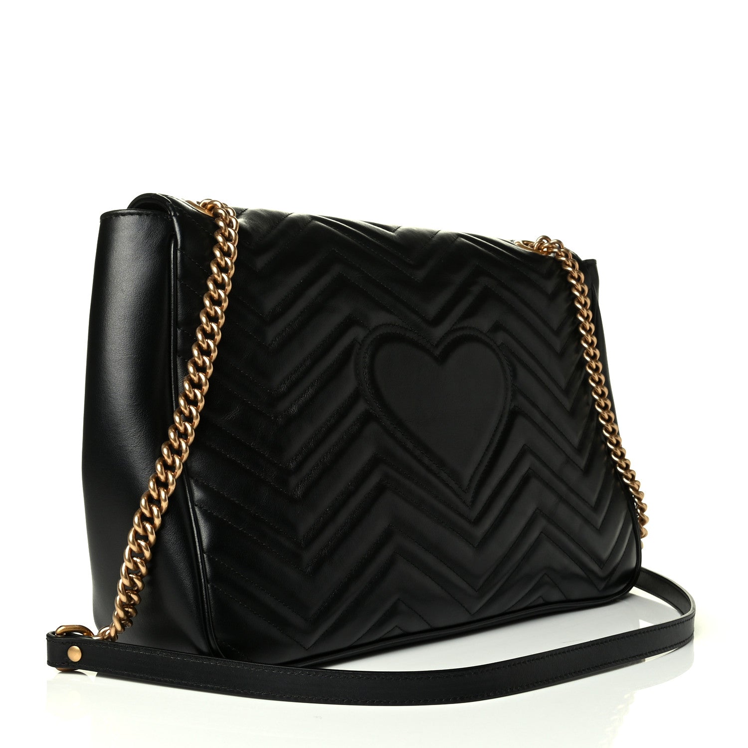 Gucci Calfskin Matelasse Large GG Marmont Shoulder Bag Black 2 of 6