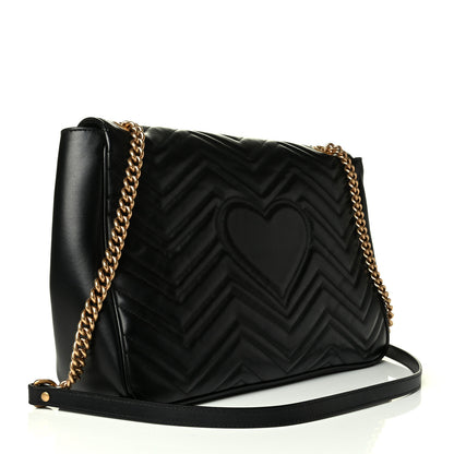 Gucci Calfskin Matelasse Large GG Marmont Shoulder Bag Black 2 of 6