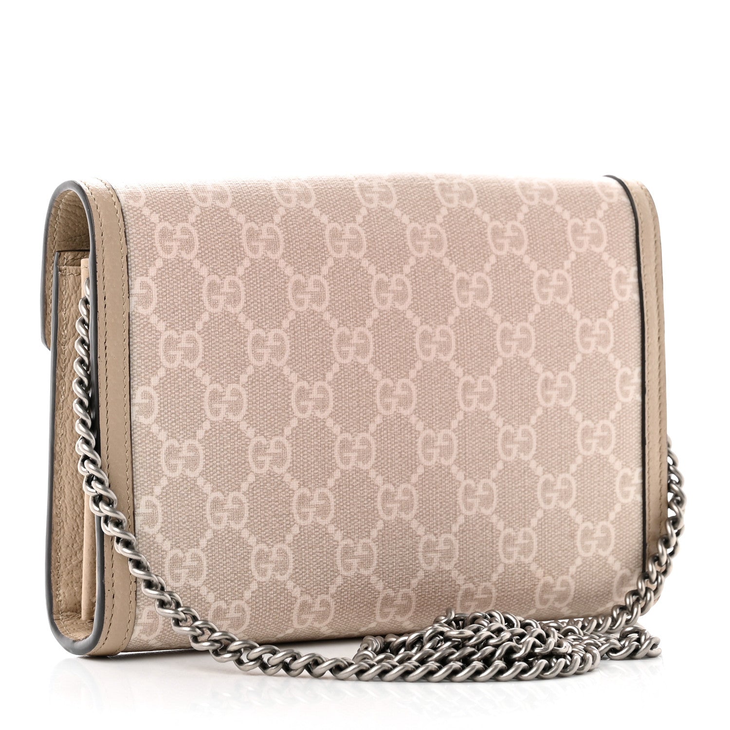 Gucci GG Supreme Monogram Textured Dollar Calfskin Mini Dionysus Chain Wallet Beige Mystic White Oatmeal 2 of 9