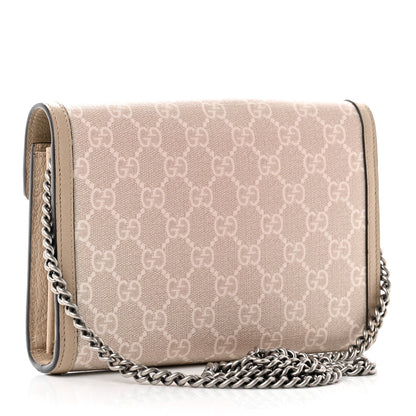 Gucci GG Supreme Monogram Textured Dollar Calfskin Mini Dionysus Chain Wallet Beige Mystic White Oatmeal 2 of 9