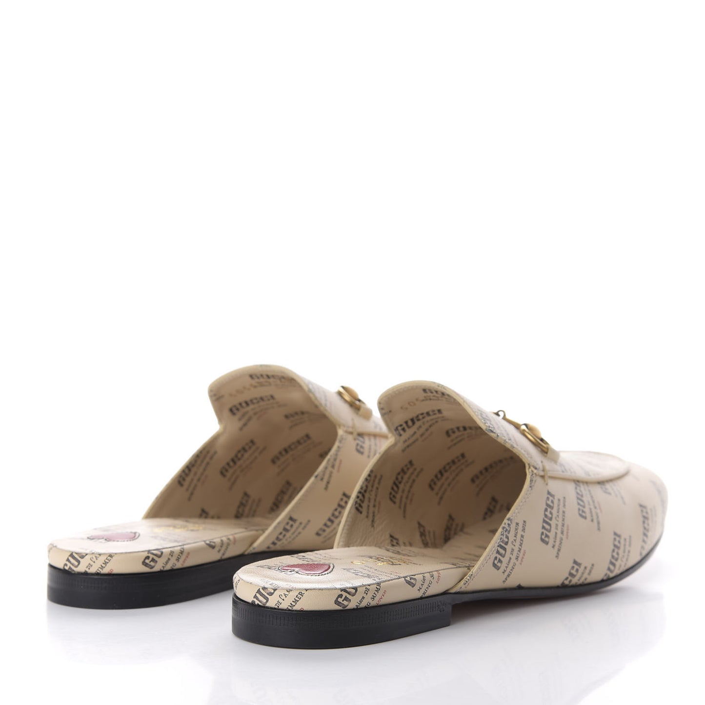 Calfskin Stamp Print Womens Princetown Slippers 40.5 Soy Black