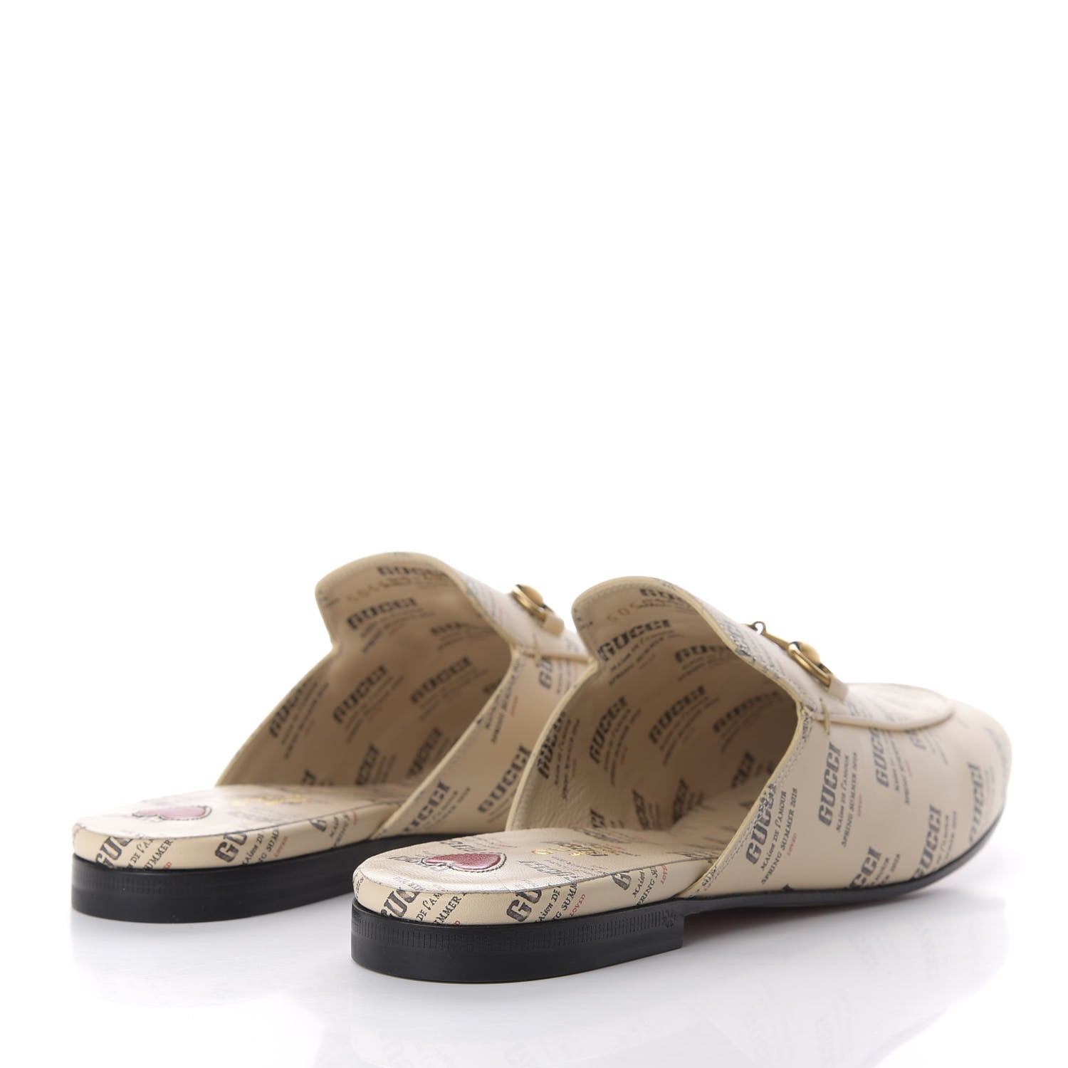 Gucci Calfskin Stamp Print Womens Princetown Slippers 40.5 Soy Black 4 of 8