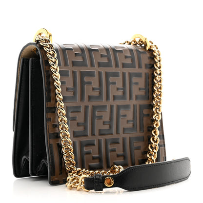 Fendi Vitello Liberty Bi-Color FF 1974 Embossed Small Kan U Shoulder Bag Maya Black 3 of 9