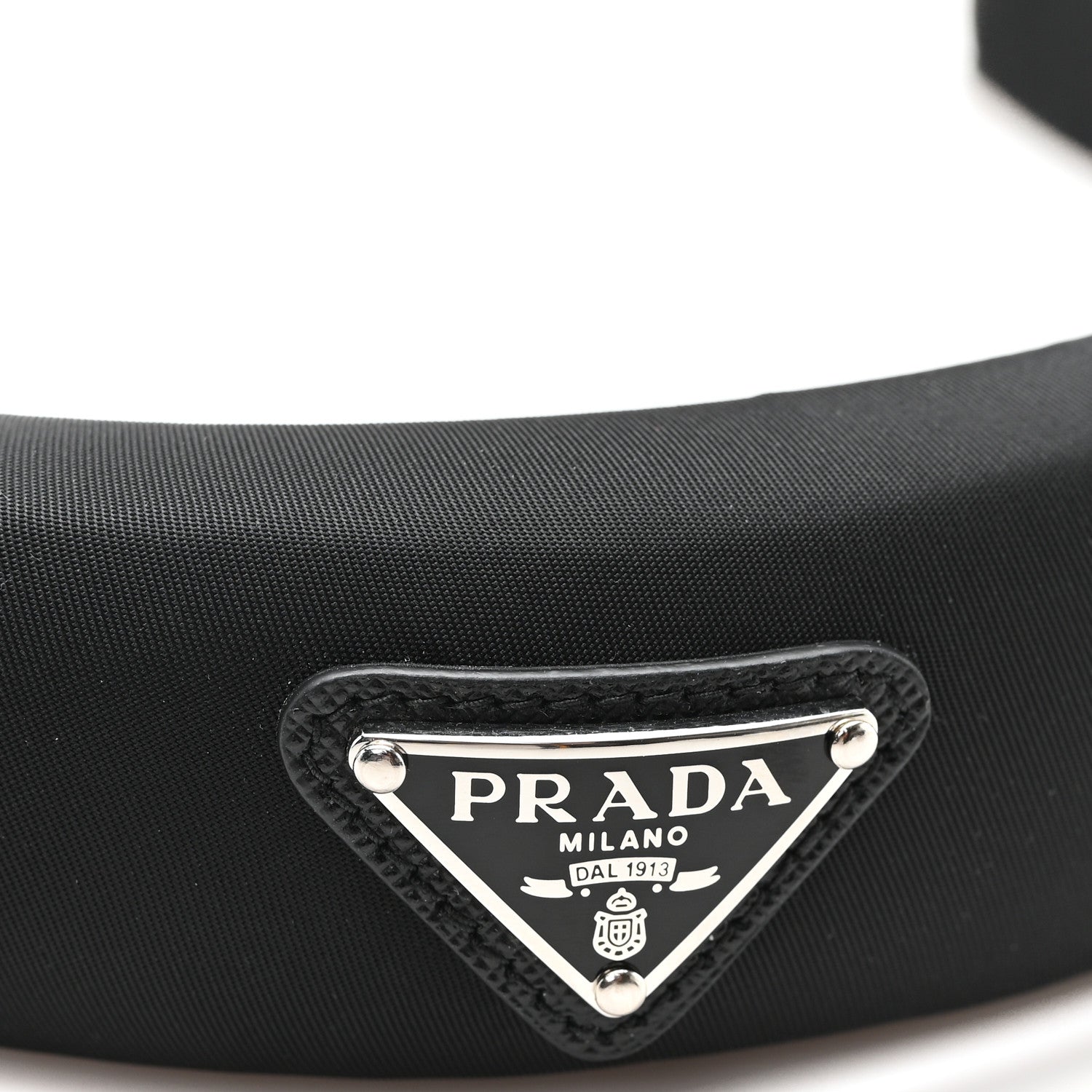 Prada Re-Nylon Metal Triangle Logo Headband Black 5 of 7