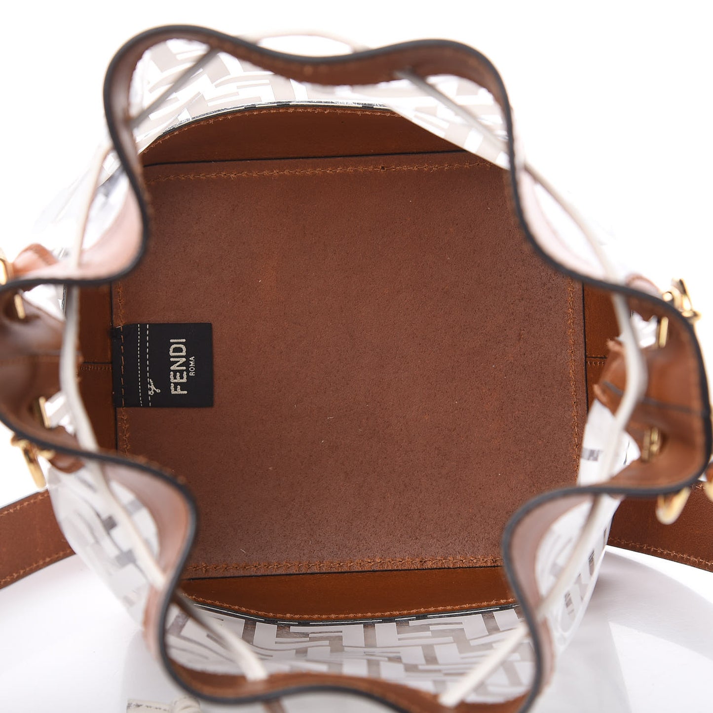 TPU FF Vitello Aura F is Fendi Grande Mon Tresor Bucket Bag White Cuoio