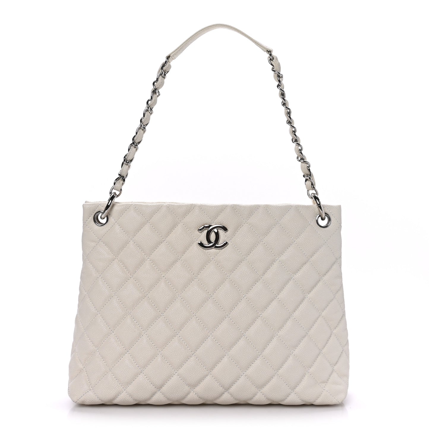 Caviar Quilted Easy Zip Tote White