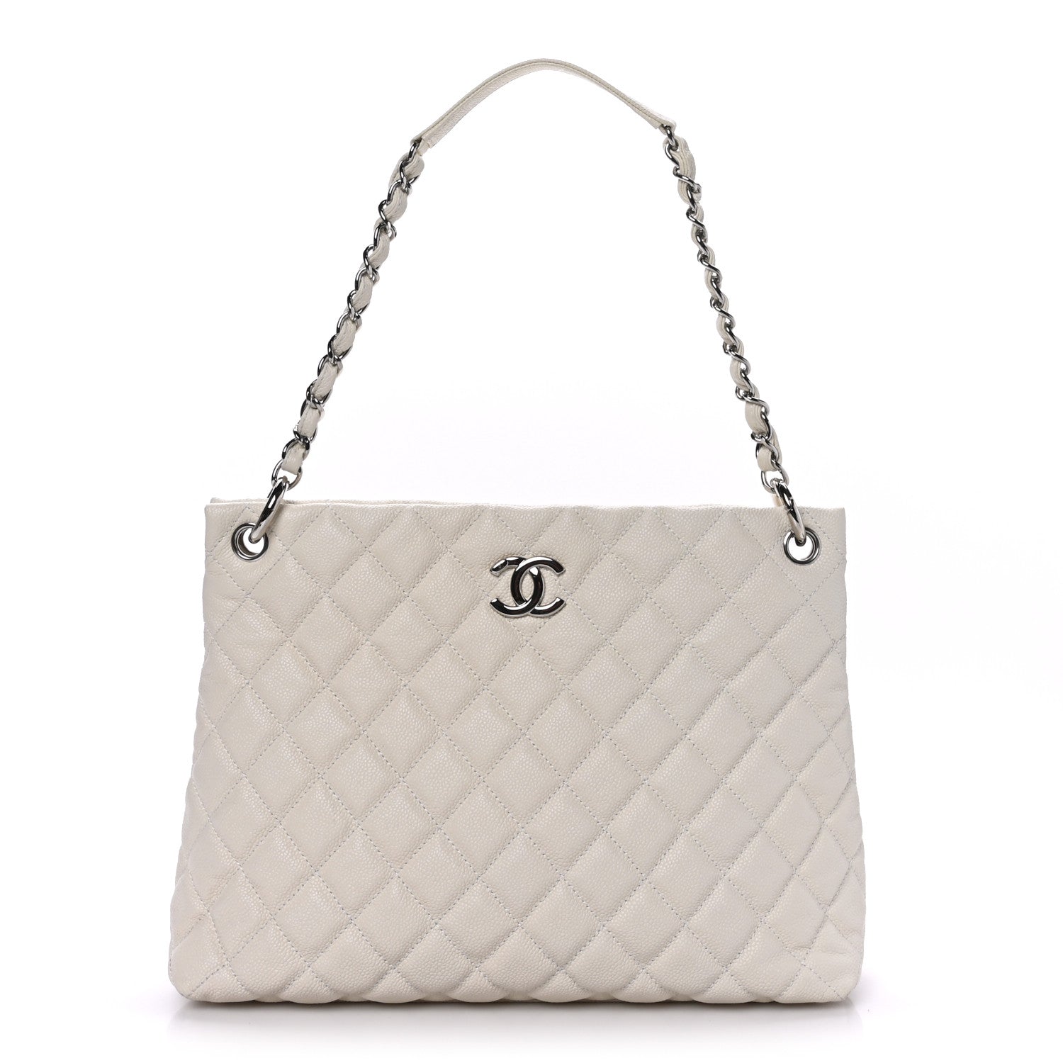 Chanel Caviar Quilted Easy Zip Tote White 1 of 9