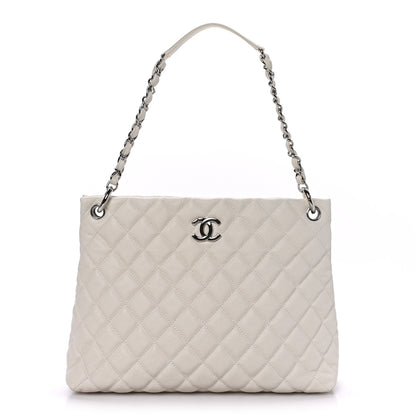 Chanel Caviar Quilted Easy Zip Tote White 1 of 9