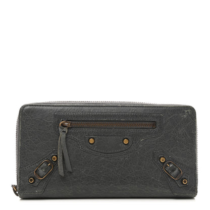 Balenciaga Agneau Classic Hardware Continental Zip Around Wallet Gris Tarmac 1 of 8