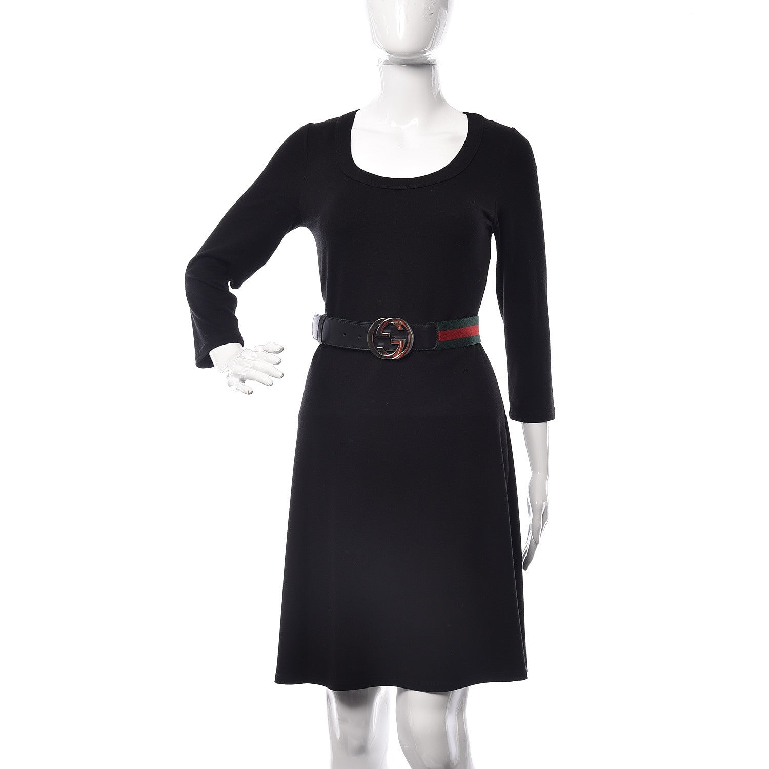 Gucci Calfskin Web Interlocking G Belt 110 44 Black 2 of 6