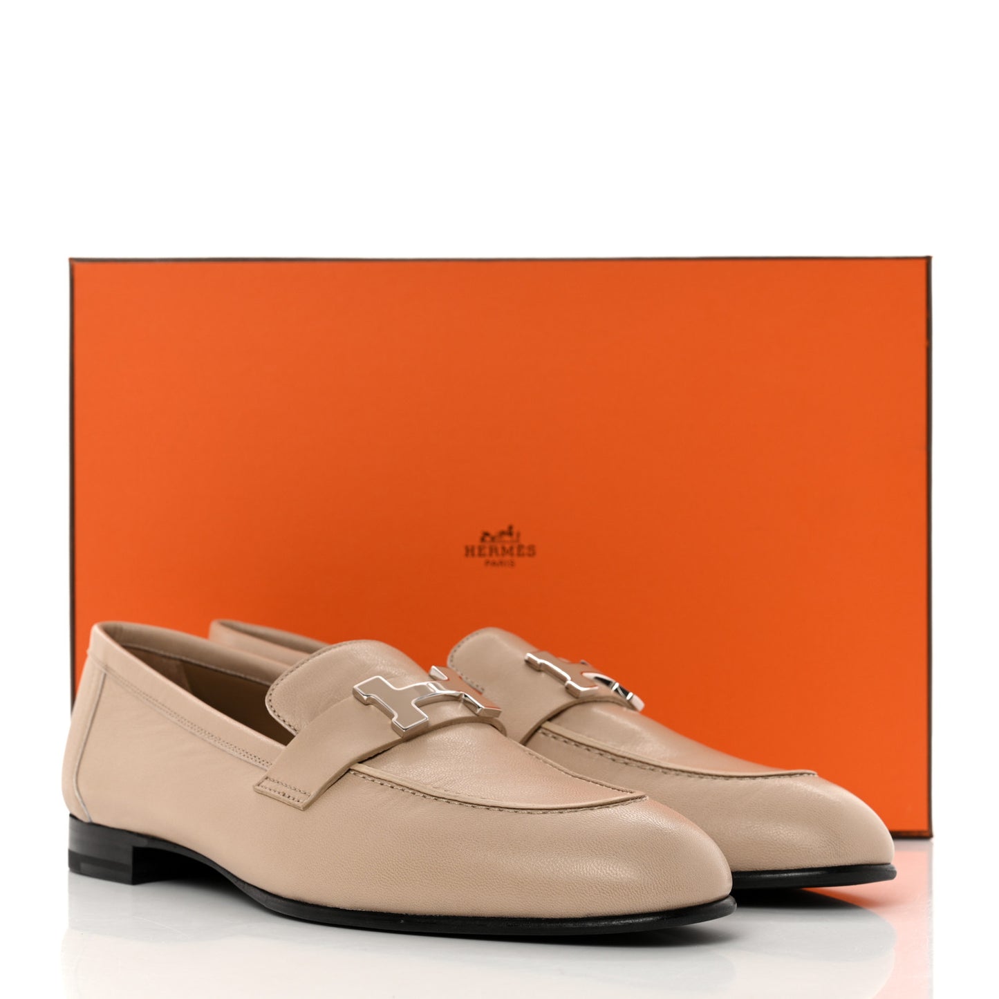 Chevre Womens Paris Loafers 38.5 Beige Nude