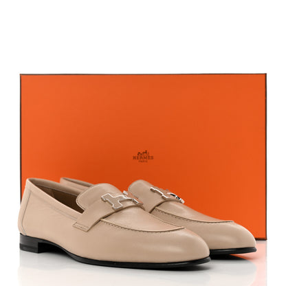 Hermes Chevre Womens Paris Loafers 38.5 Beige Nude 9 of 9