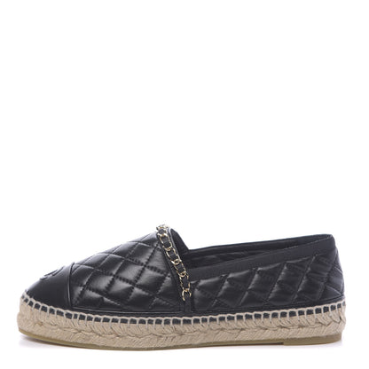 Chanel Lambskin Quilted CC Chain Espadrilles 39 Black 1 of 8