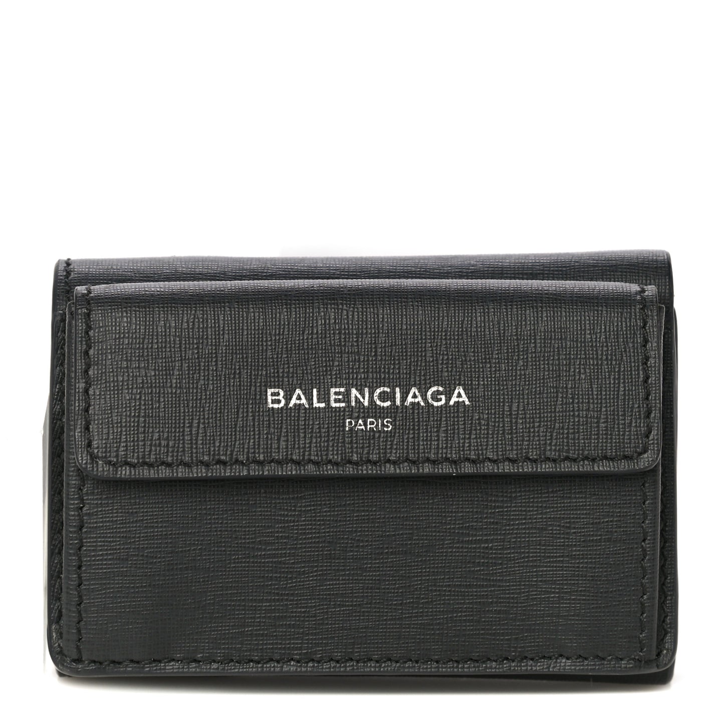 Striped Calfskin Logo Bi-Color Mini Wallet Grey Green