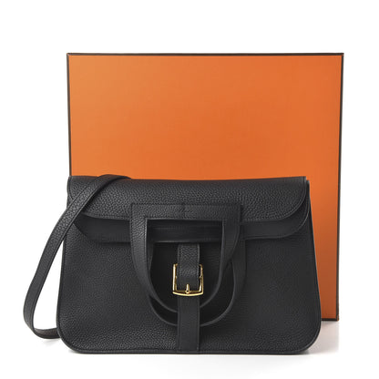 Hermes Taurillon Clemence Halzan 31 GM Black 11 of 11