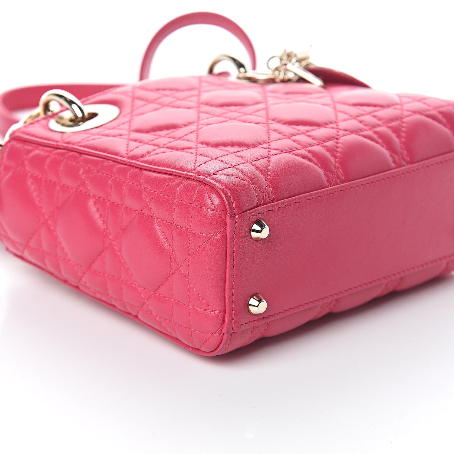 Christian Dior Lambskin Cannage Mini Lady Dior Fuchsia 7 of 8