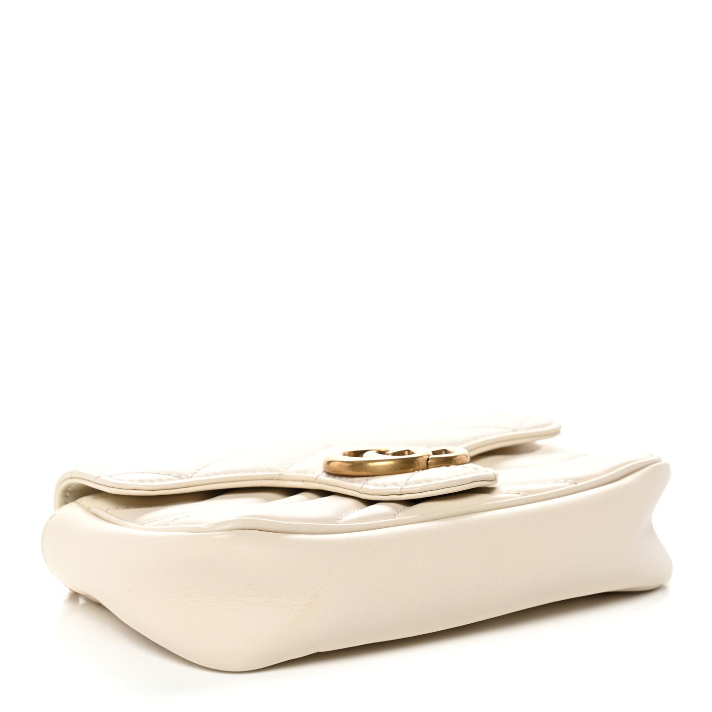 Calfskin Matelasse Super Mini GG Marmont Shoulder Bag White