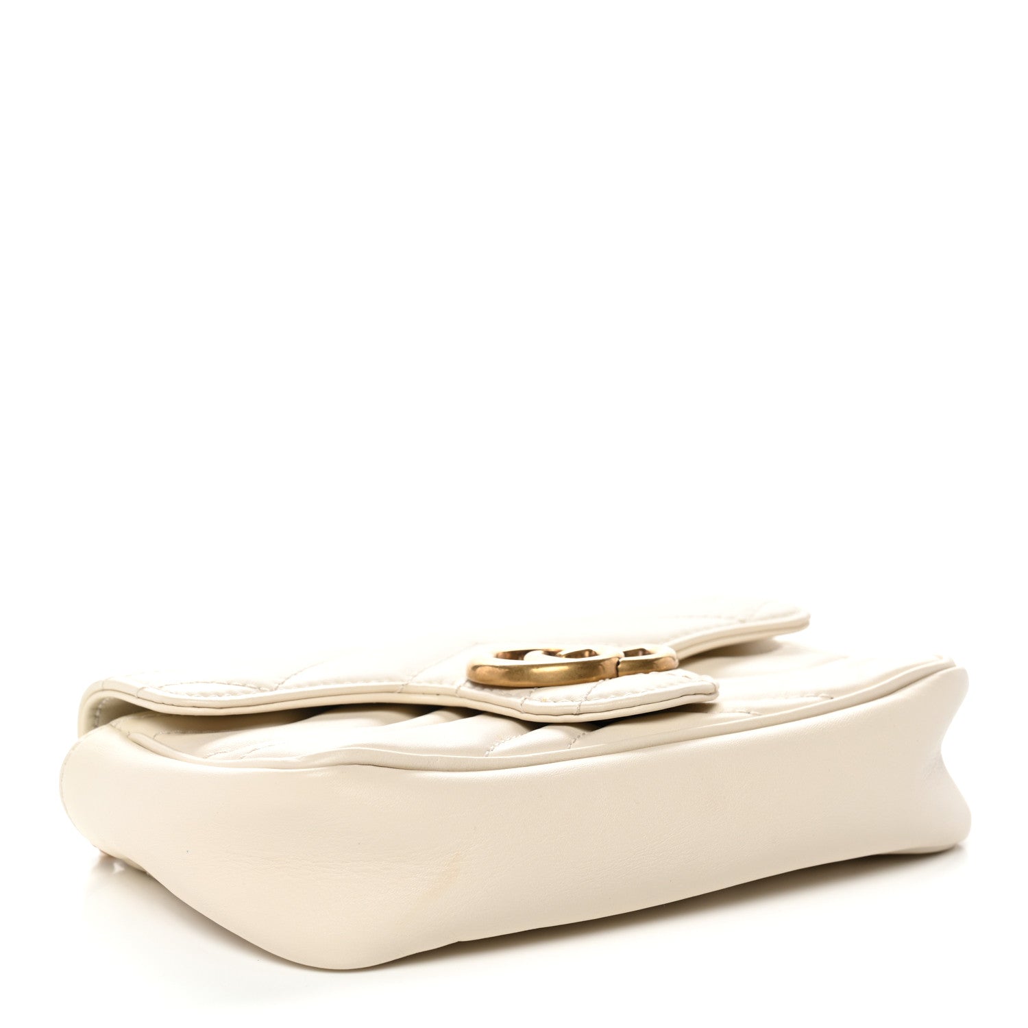 Gucci Calfskin Matelasse Super Mini GG Marmont Shoulder Bag White 4 of 10
