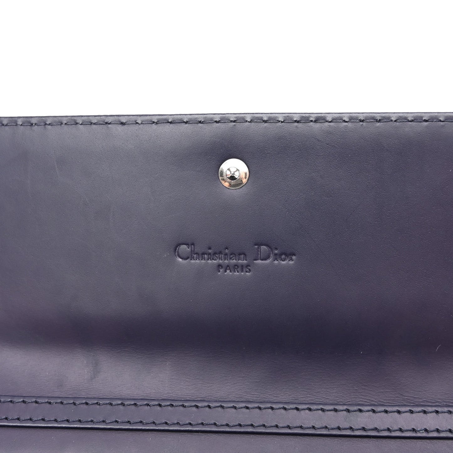 Patent Cannage Chain Wallet Navy Blue