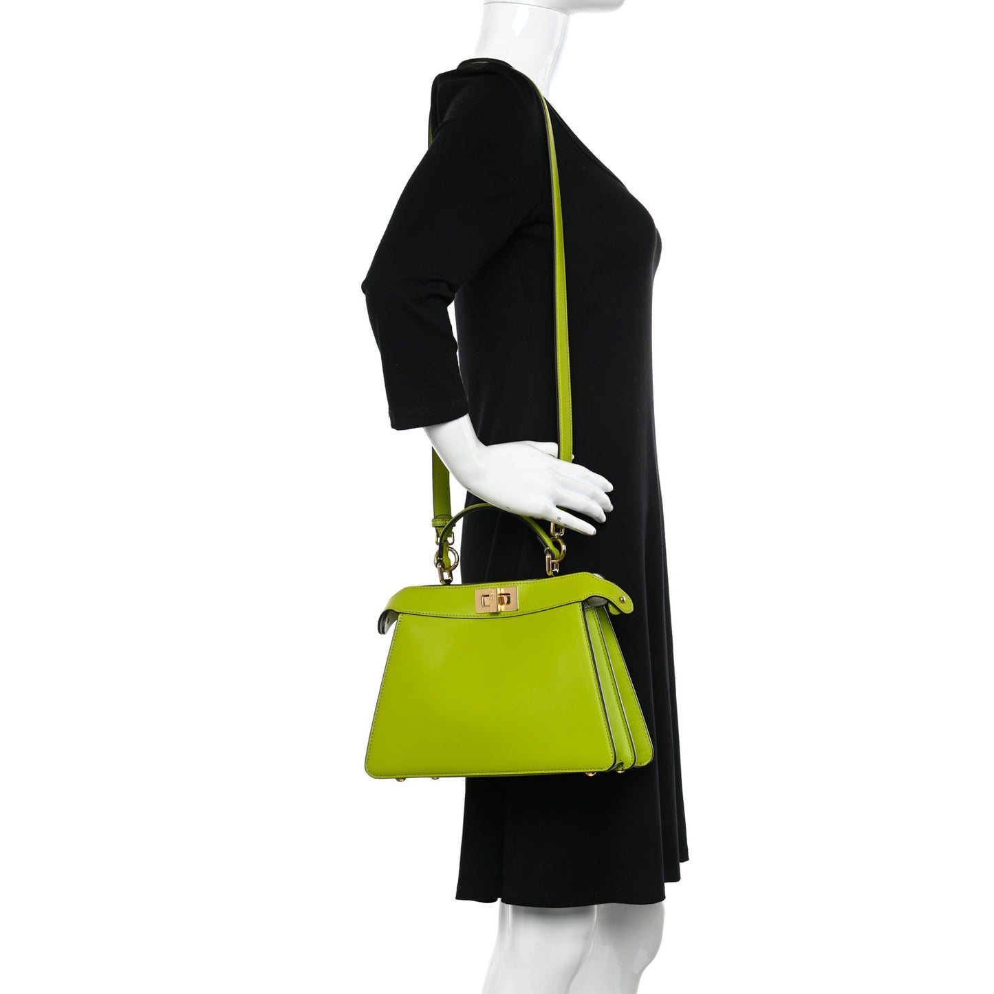 Vitello Seta Shiny Nappa Small Peekaboo I SEE U Satchel Wasabi White