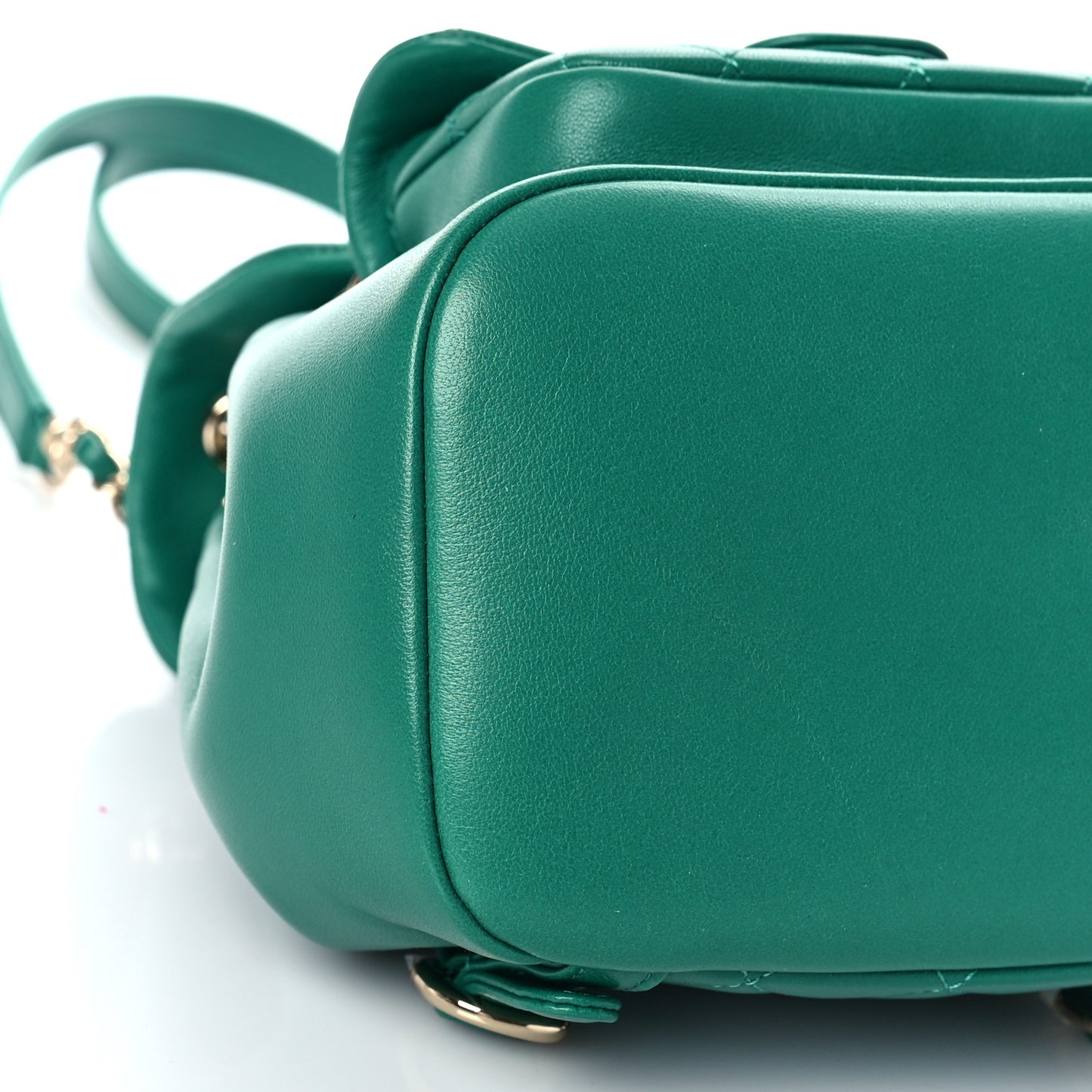 Lambskin Quilted Small Duma Drawstring Backpack Green