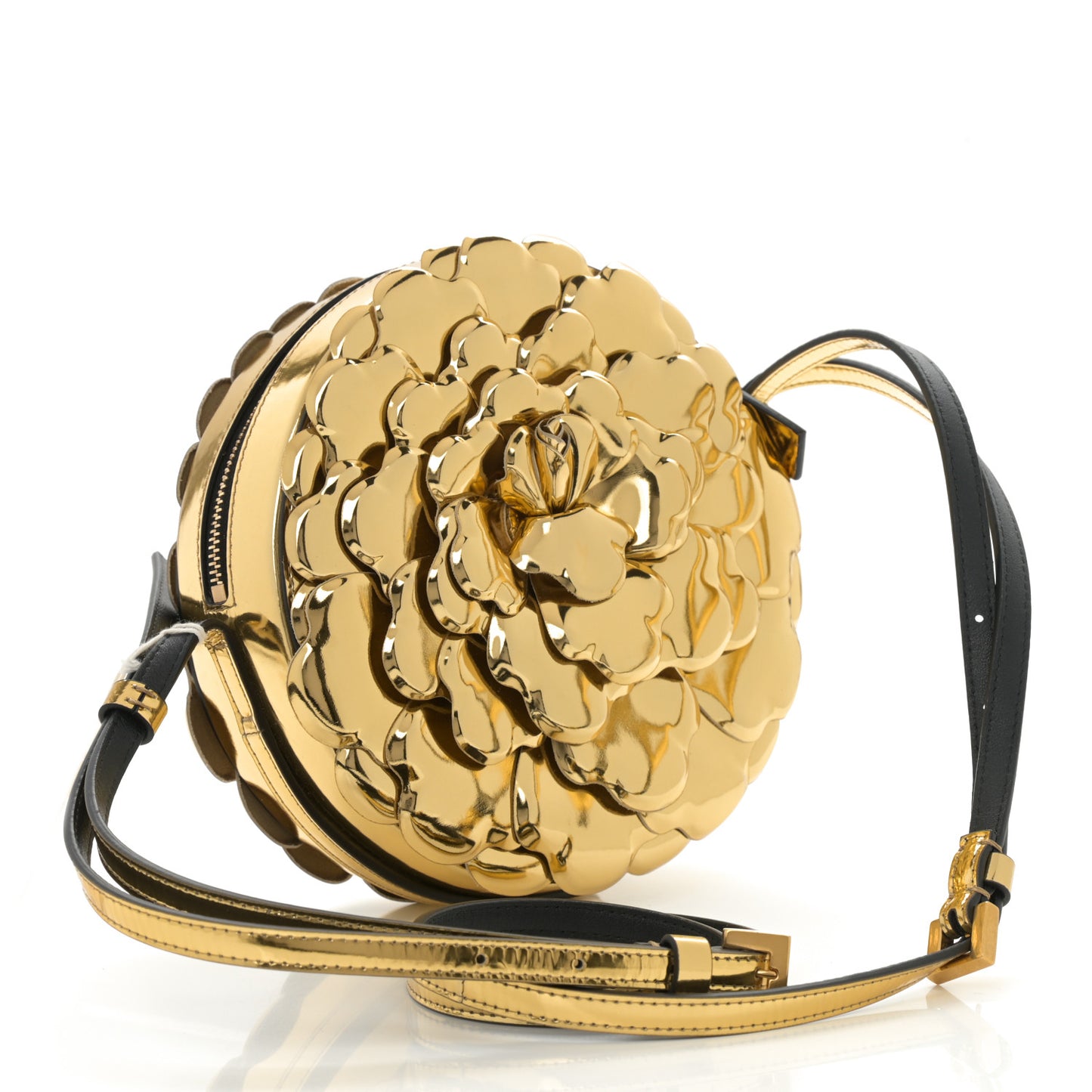 Metallic Nappa Atelier 03 Rose Edition Round Crossbody Bag Antique Brass