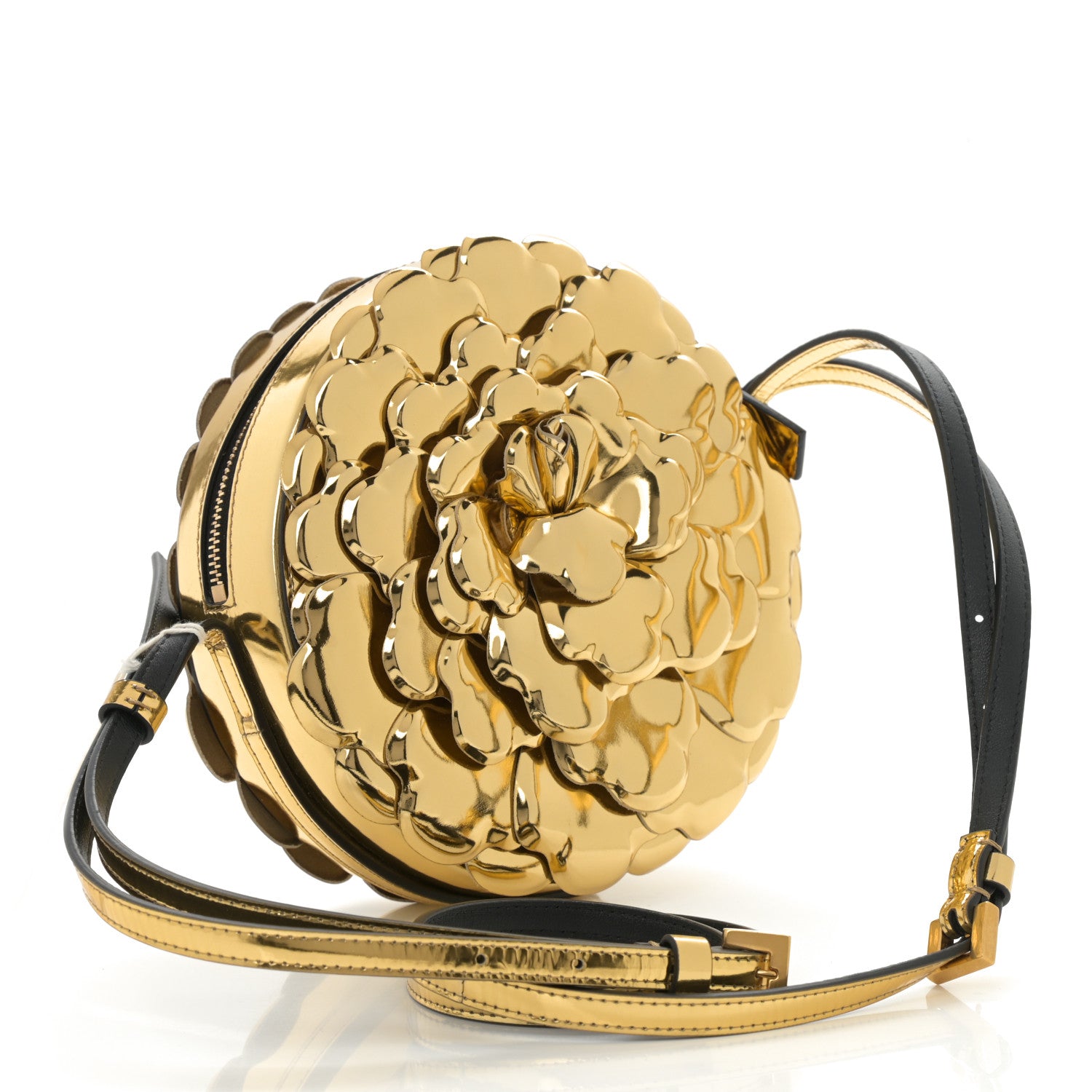 Valentino Garavani Metallic Nappa Atelier 03 Rose Edition Round Crossbody Bag Antique Brass 3 of 9