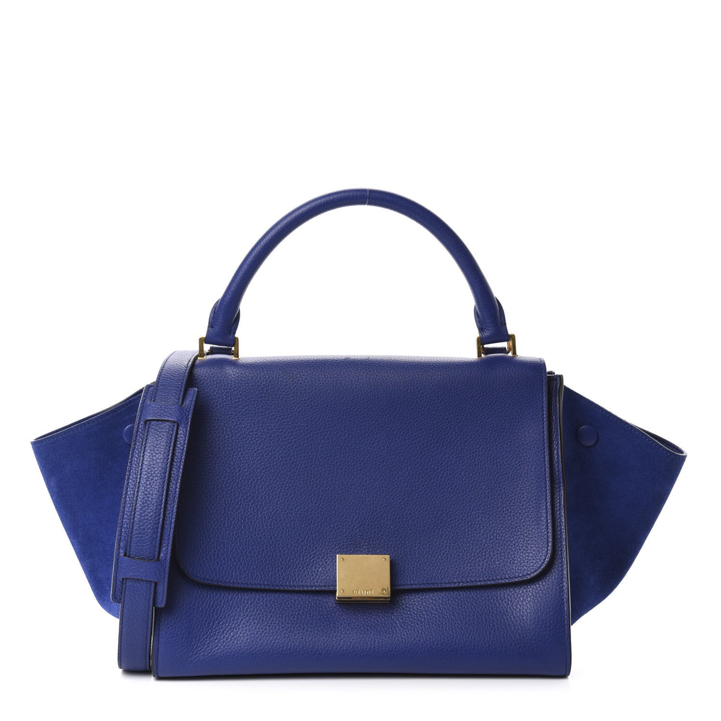 Drummed Calfskin Suede Small Trapeze Indigo
