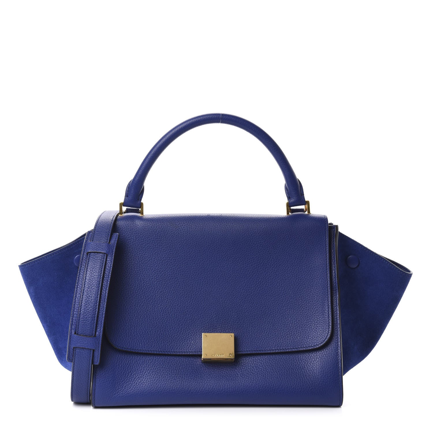 Celine Drummed Calfskin Suede Small Trapeze Indigo 1 of 11