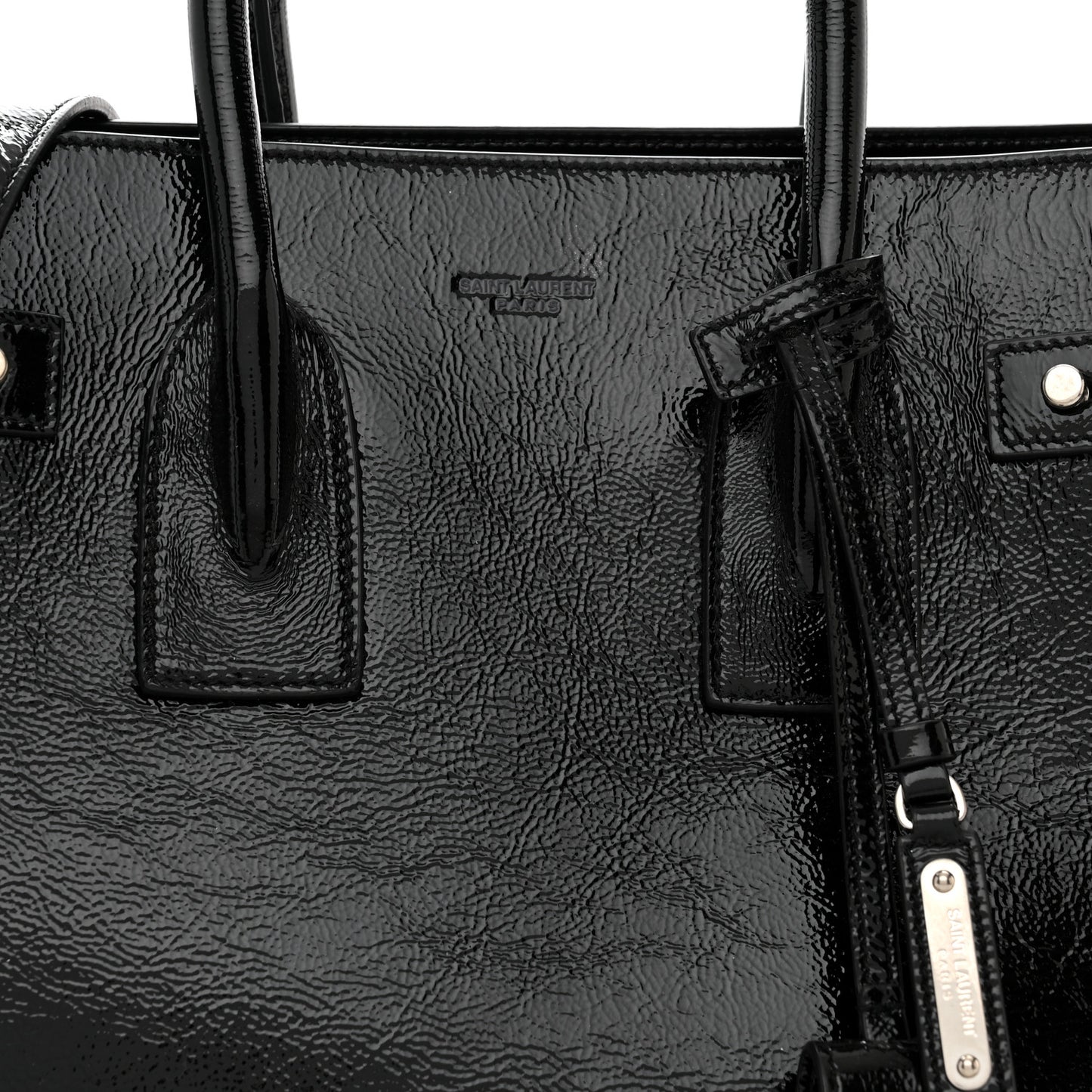 Textured Patent Calfskin Small Sac De Jour Black