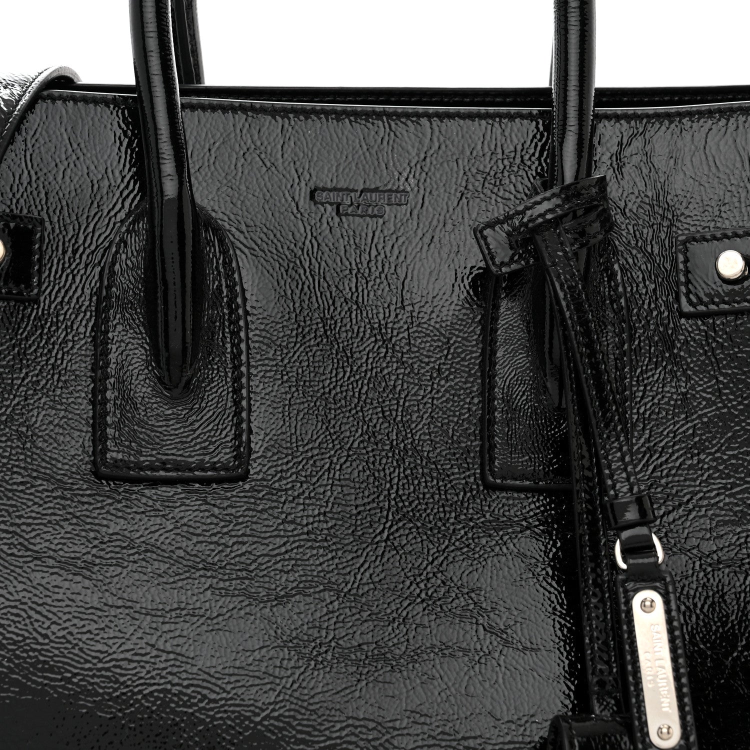 Saint Laurent Textured Patent Calfskin Small Sac De Jour Black 9 of 11