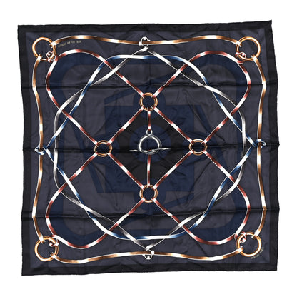 Hermes Silk Figure Artistique Scarf 90 Bleu Noir Brun Chocolate 1 of 5
