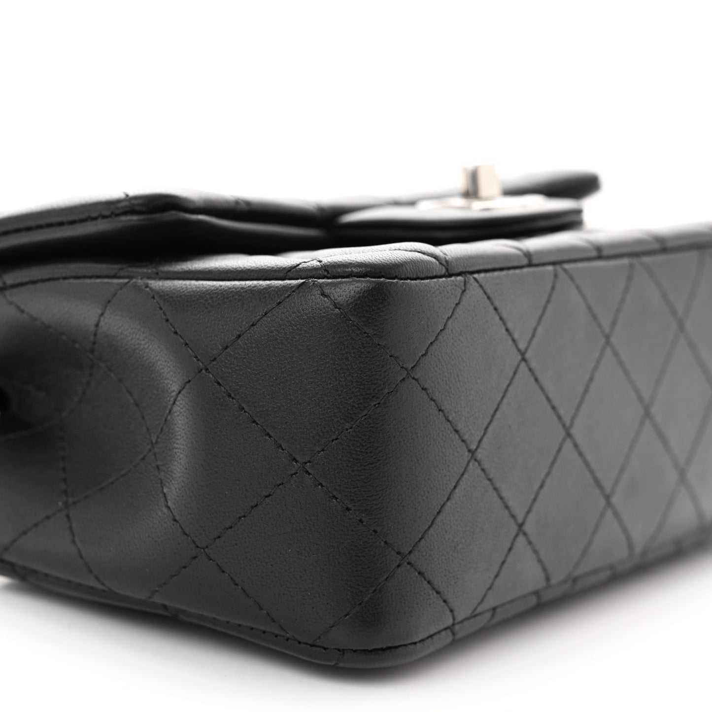 Lambskin Quilted Mini Rectangular Flap Black