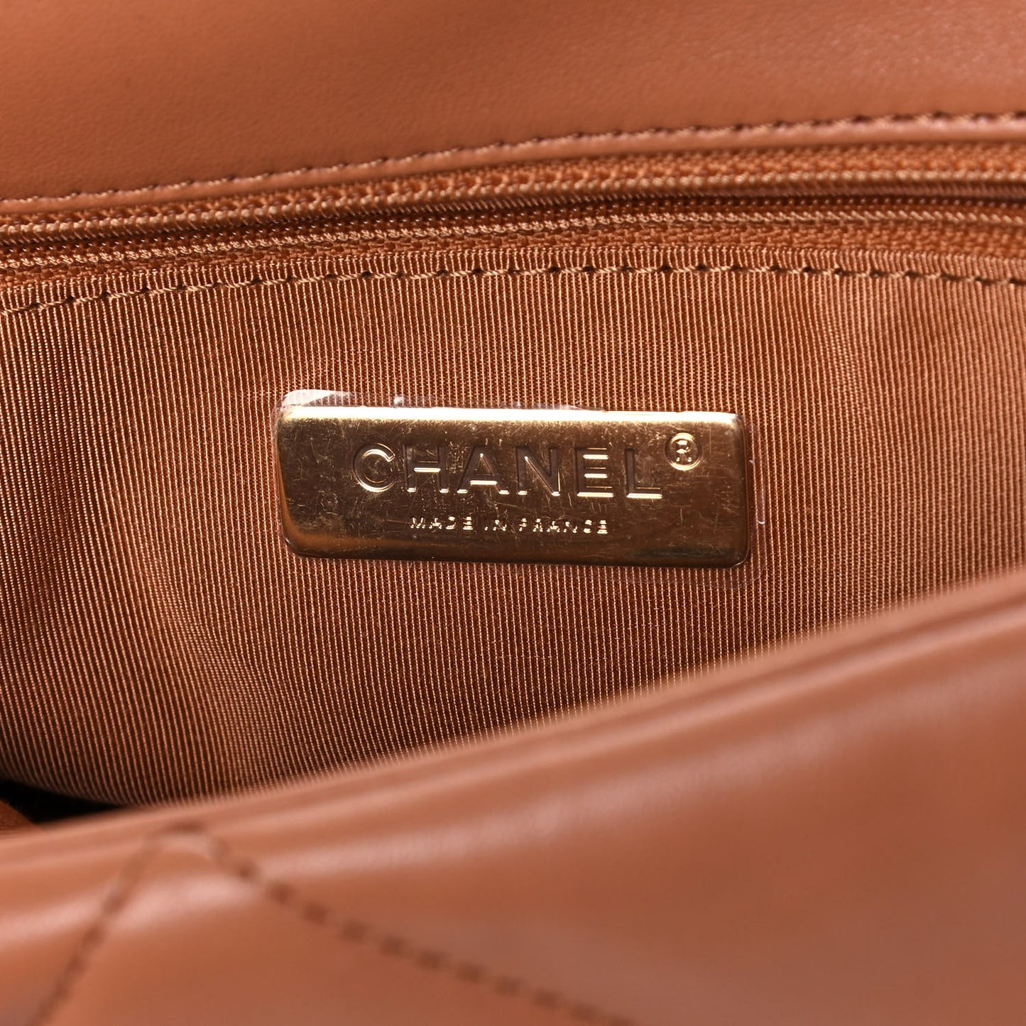 Lambskin Quilted Large Chanel 19 Flap Brown