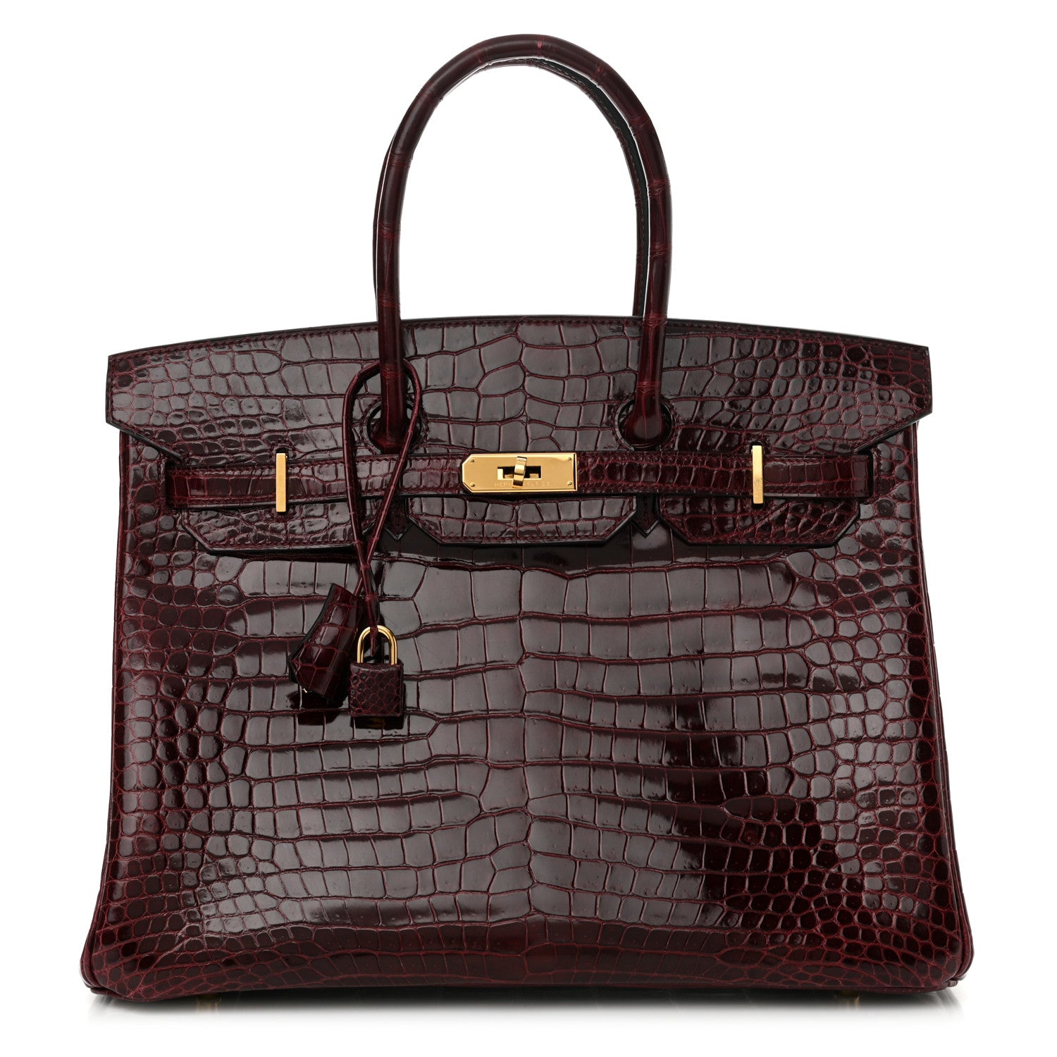 Hermes Shiny Porosus Crocodile Birkin 35 Bourgogne 1 of 13