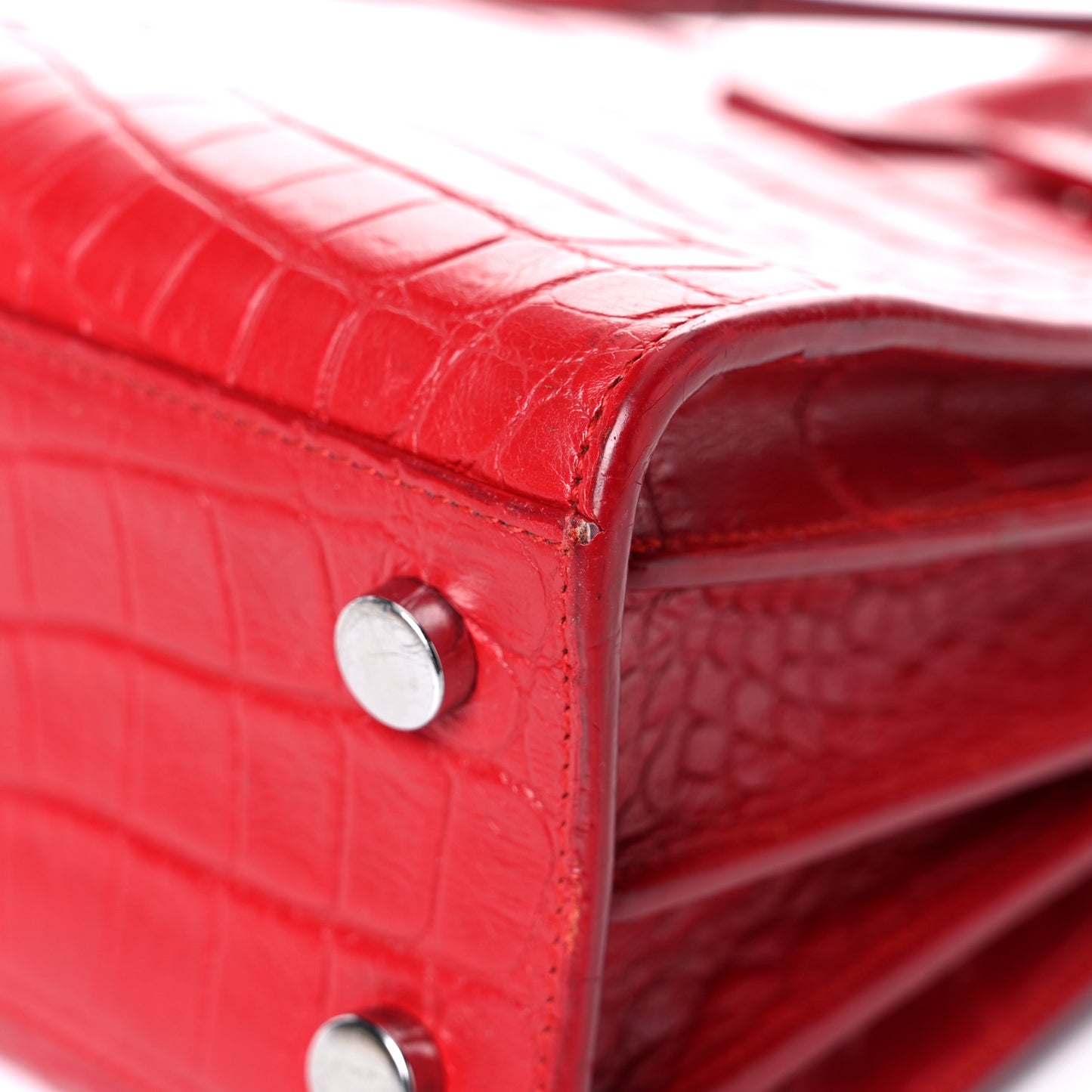 Calfskin Crocodile Embossed Nano Sac De Jour Red