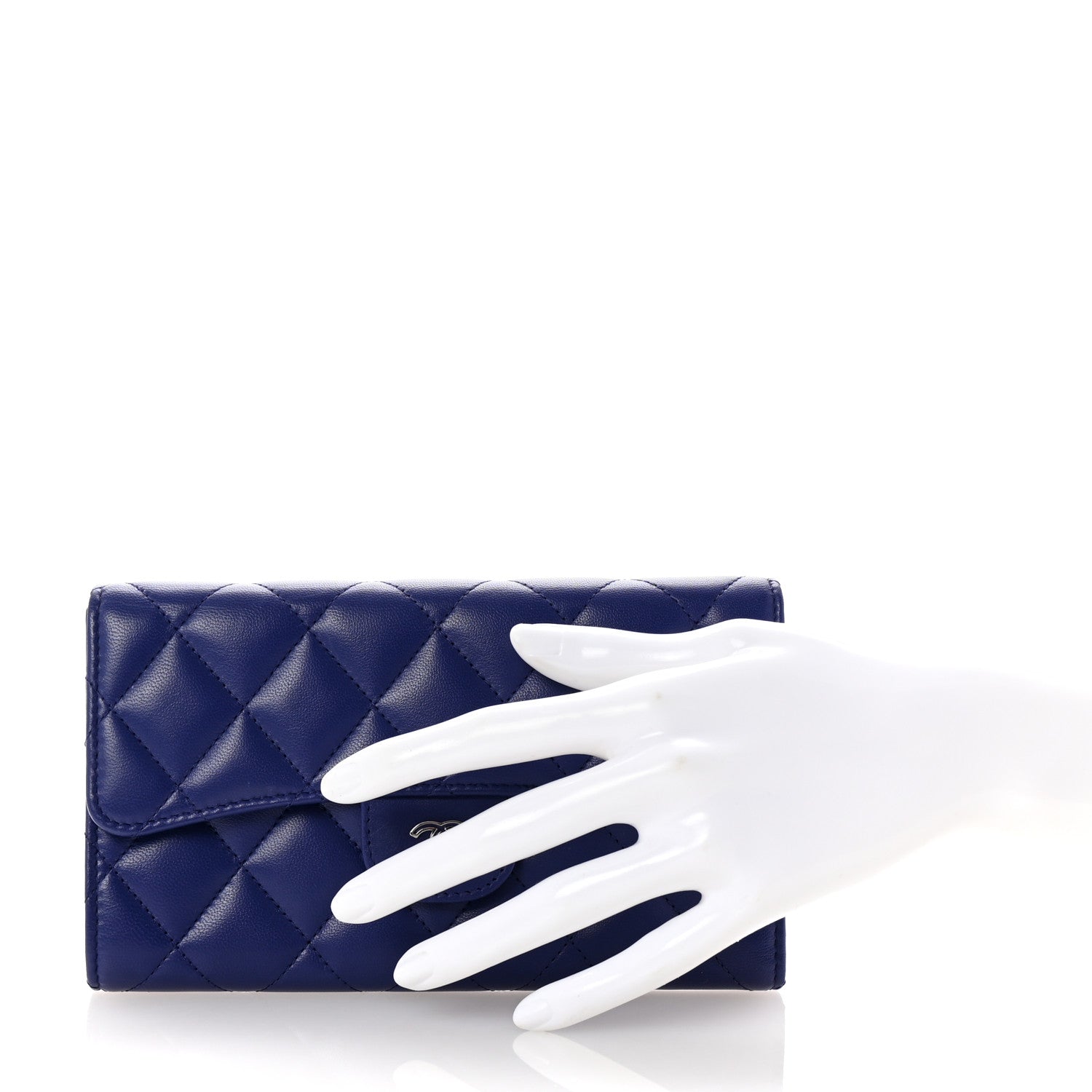 Chanel Lambskin Quilted Large Flap Wallet Blue 2 of 8
