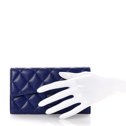Chanel Lambskin Quilted Large Flap Wallet Blue 2 of 8