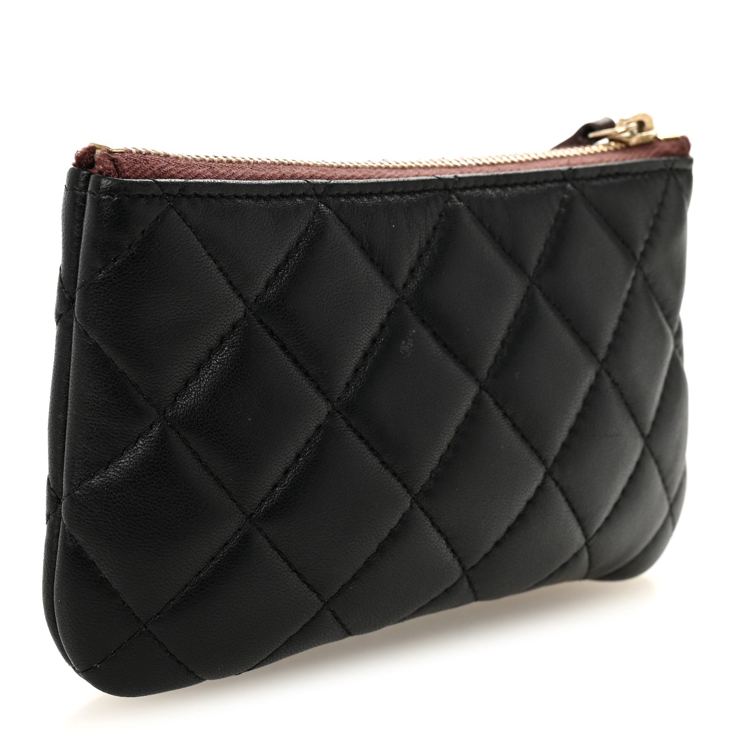 Lambskin Quilted Small Cosmetic Case Black