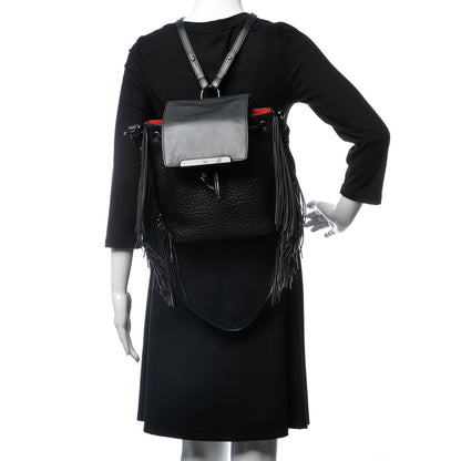 Christian Louboutin Pebbled Calfskin Fringe Lucky L Convertible Backpack Black 2 of 15