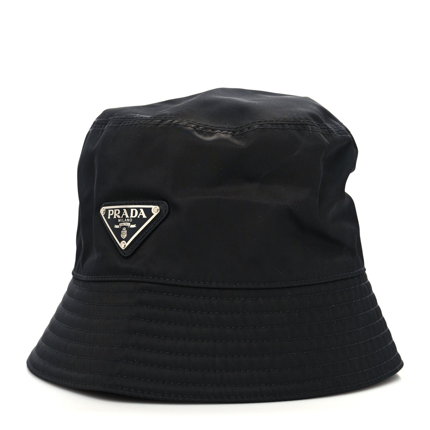Re-Nylon Metal Triangle Logo Womens Bucket Hat S Black