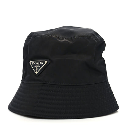 Prada Re-Nylon Metal Triangle Logo Womens Bucket Hat S Black 1 of 7