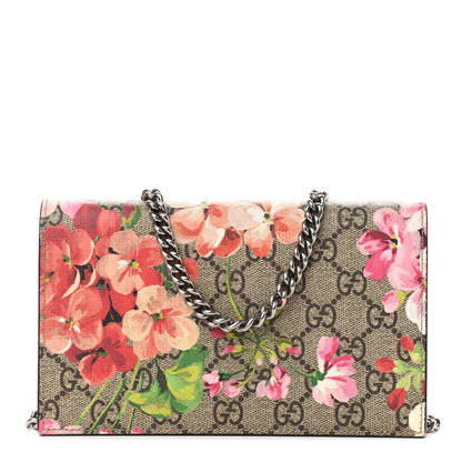 Gucci GG Supreme Monogram Blooms Chain Wallet Beige Multicolor Dry Rose 1 of 8