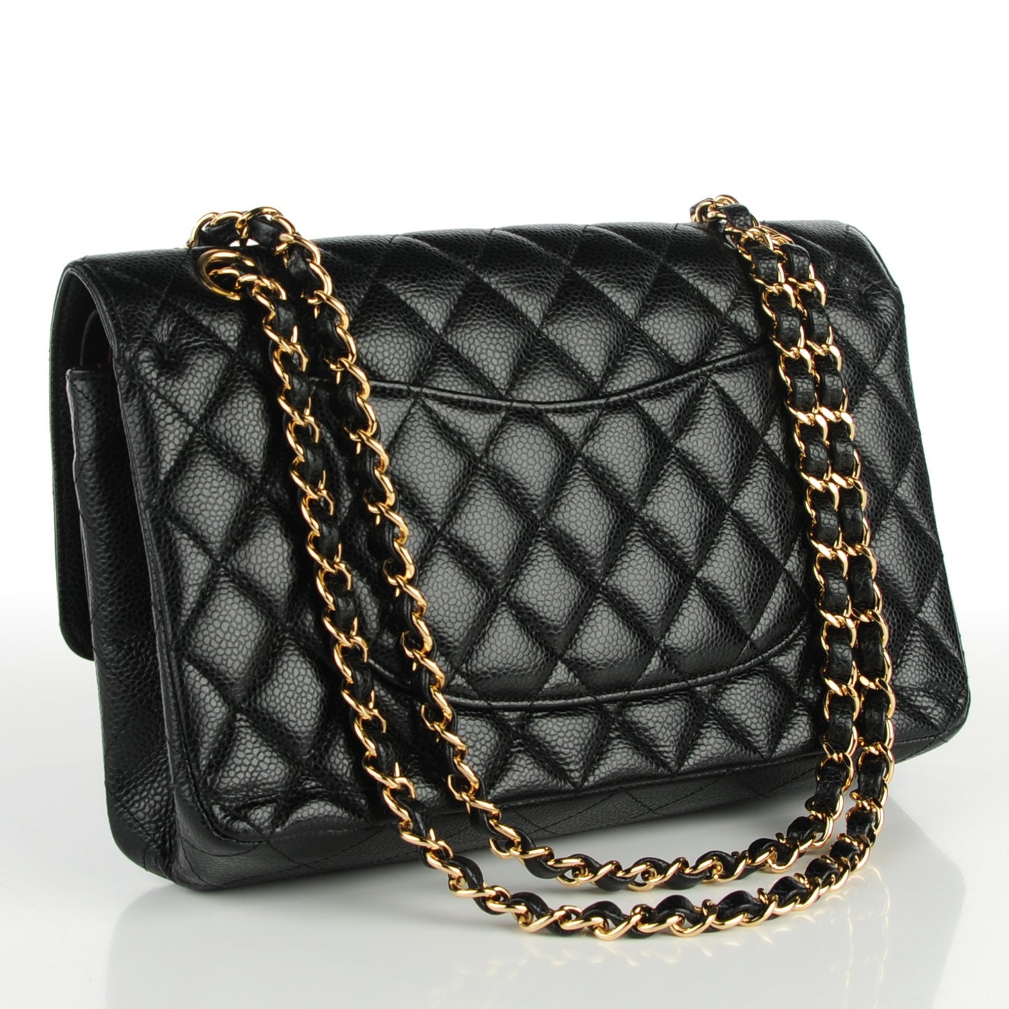 Caviar Quilted Medium Double Flap Black