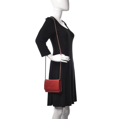 Chanel Caviar Timeless CC Wallet On Chain WOC Red 2 of 10