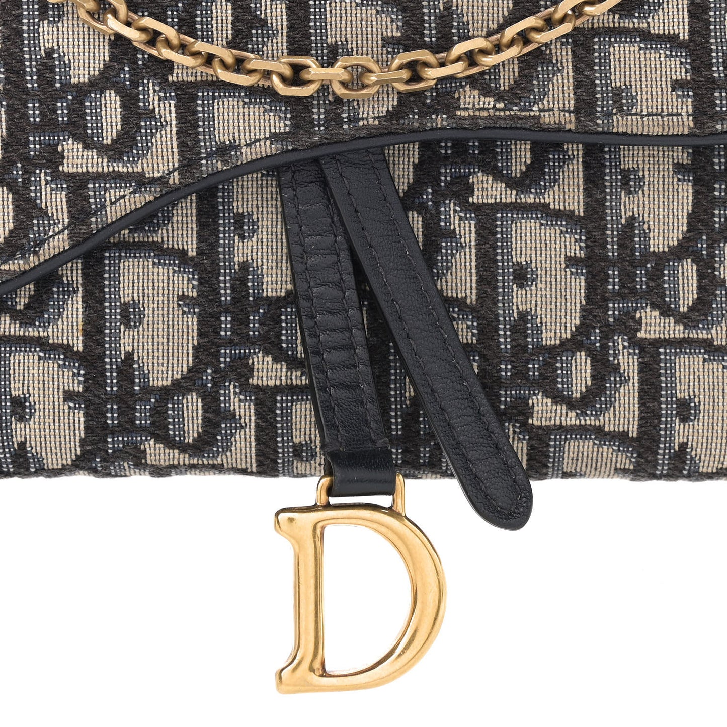 Oblique Saddle Chain Long Wallet Blue