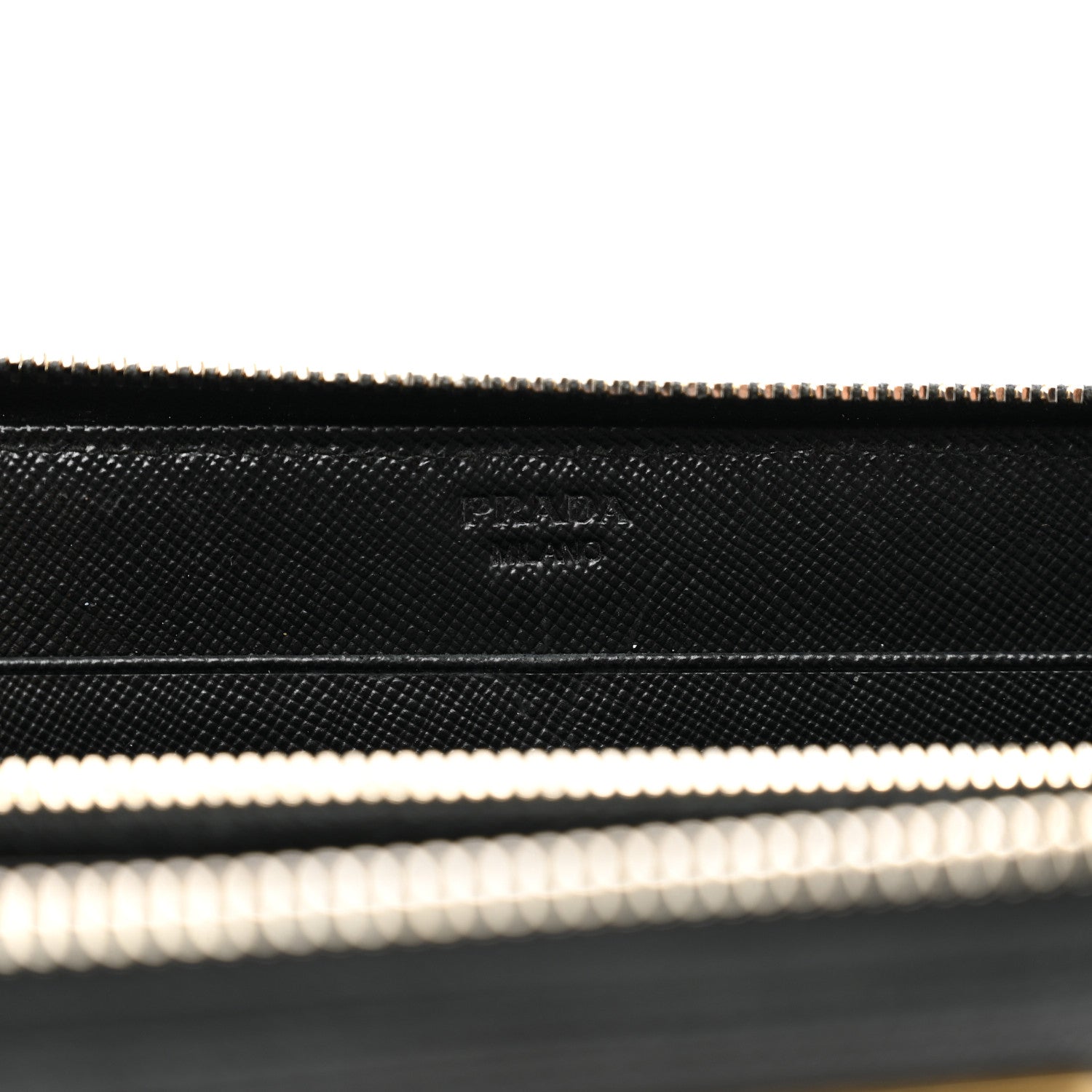 Prada Saffiano Triangle Zip Around Wallet Black 6 of 8