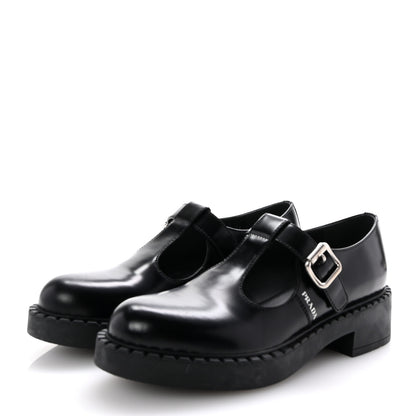 Prada Spazzolato Mary Jane T Strap 40mm Loafers 38 Black 4 of 9