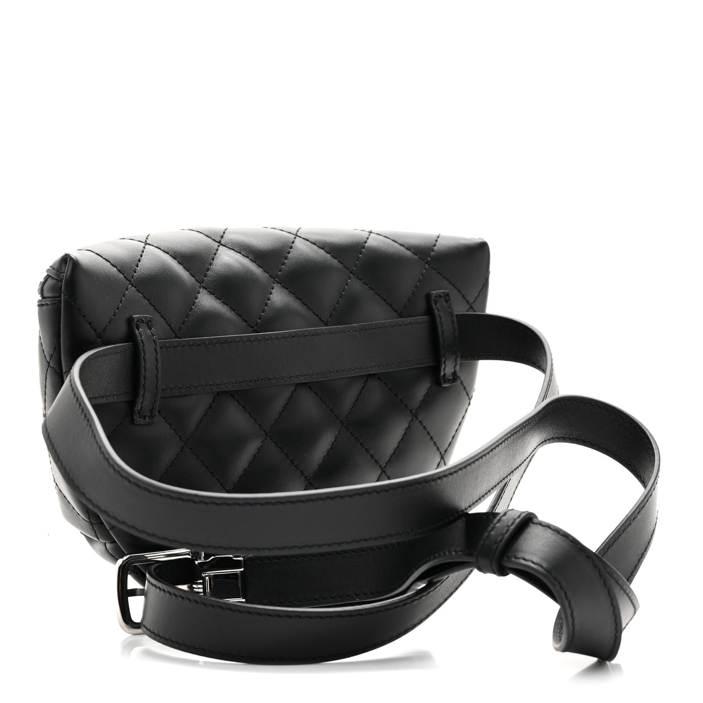 Calfskin Quilted Waist Belt Bag Black